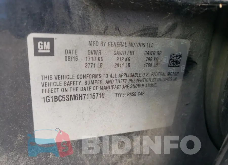 1G1BC5SM6H7116716 Photo# 12