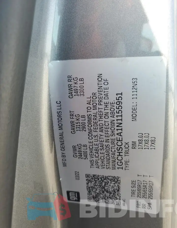 1GCHSCEA1N1155951 Photo# 13