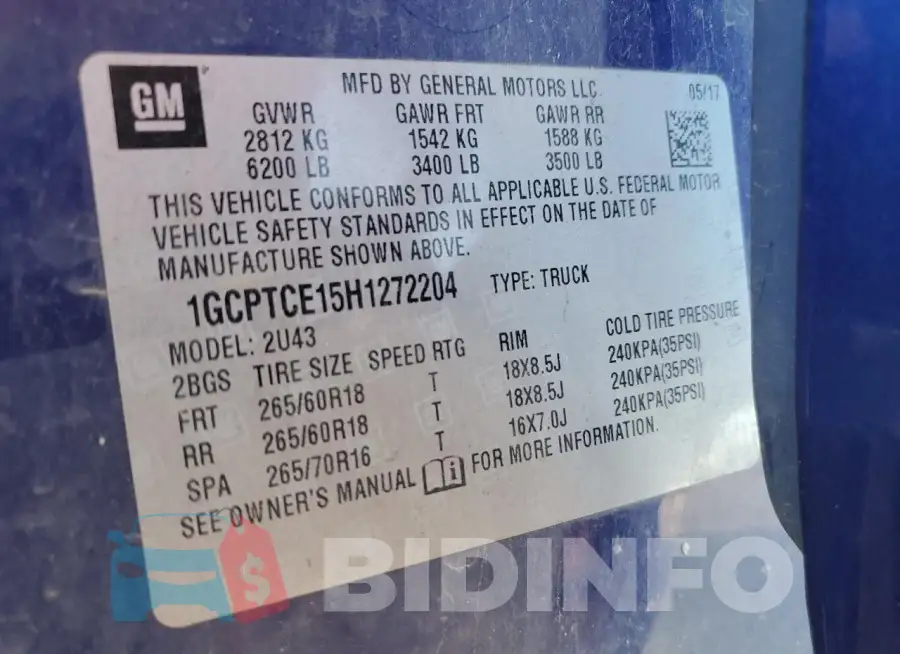 1GCPTCE15H1272204 Photo# 12
