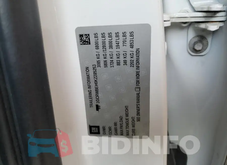1GCRWBEH6KZ285253 Photo# 12