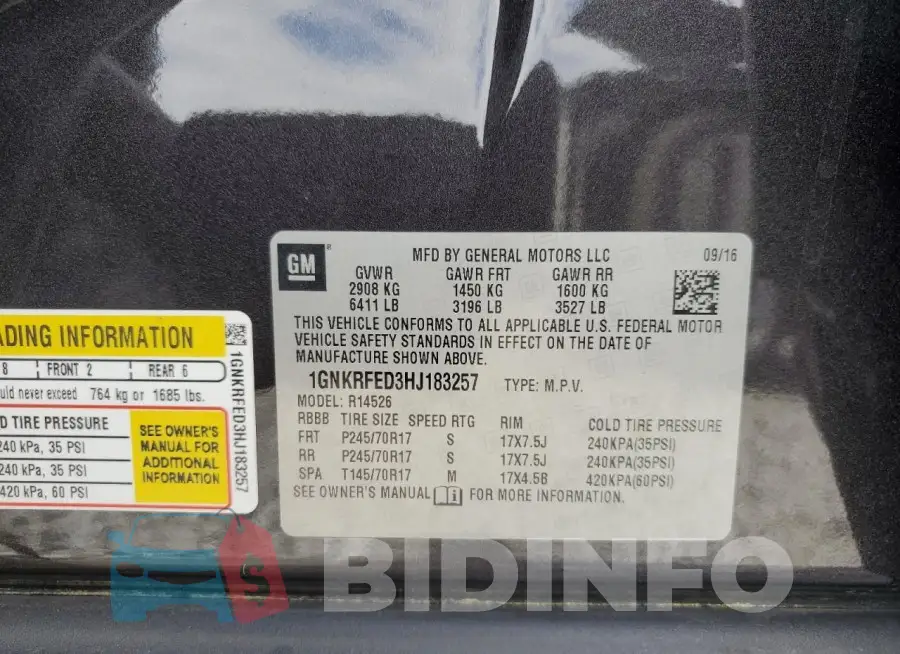 1GNKRFED3HJ183257 Photo# 13