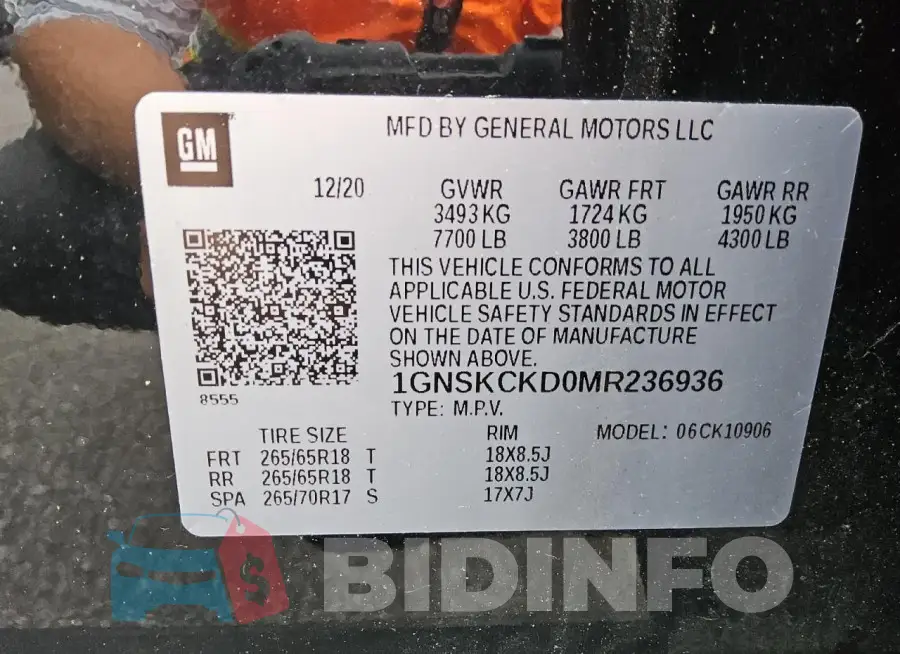 1GNSKCKD0MR236936 Photo# 13