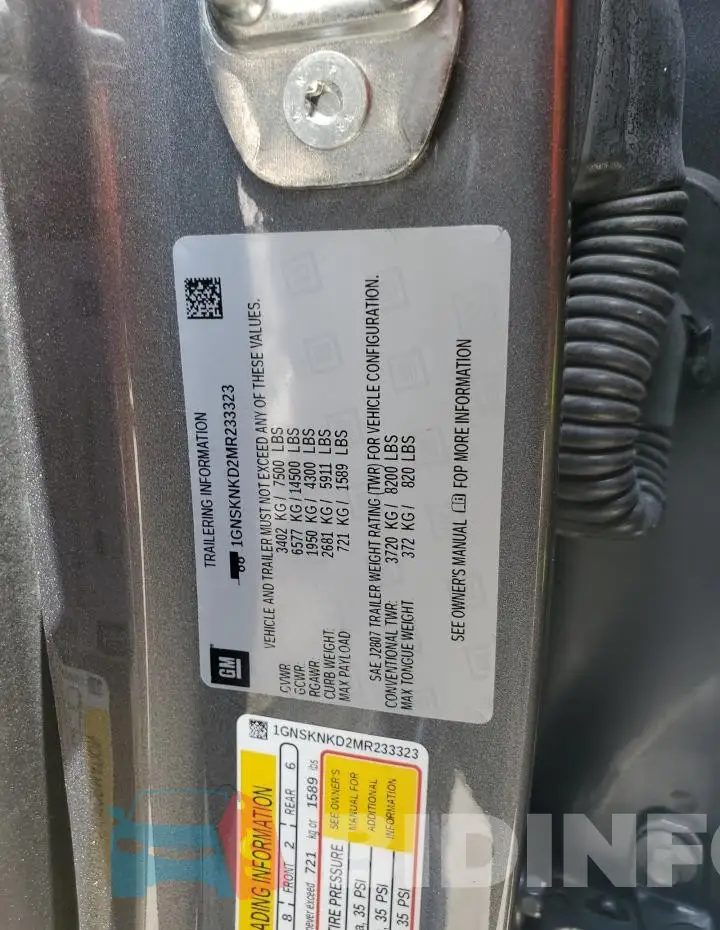 1GNSKNKD2MR233323 Photo# 12