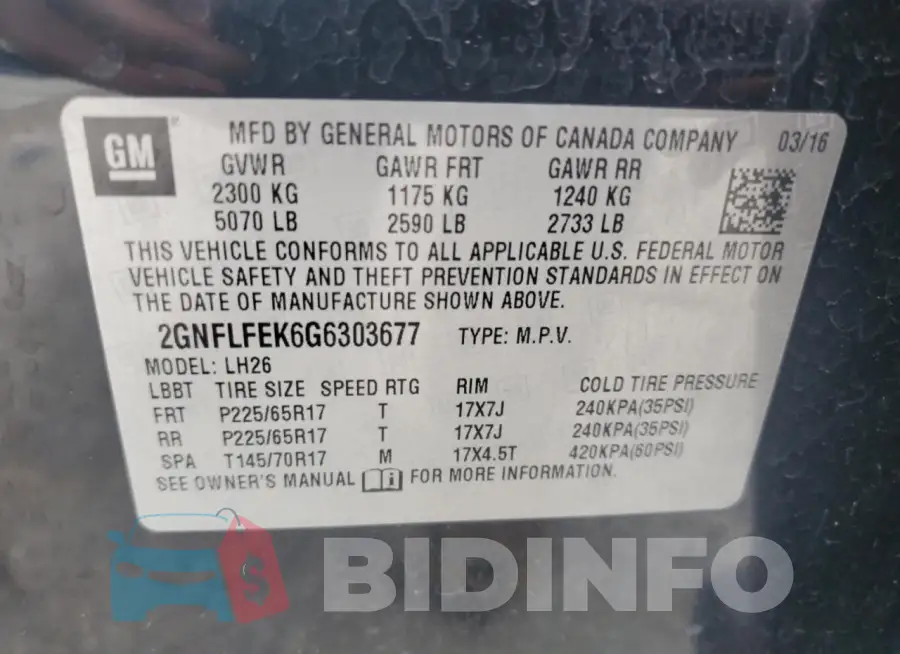 2GNFLFEK6G6303677 Photo# 13