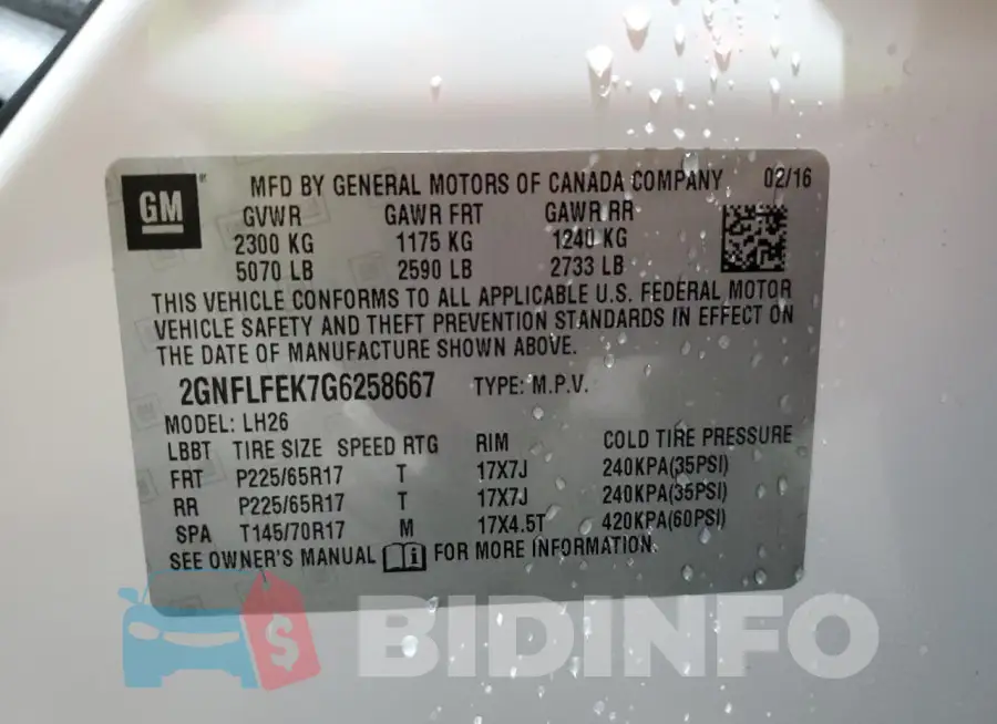 2GNFLFEK7G6258667 Photo# 13