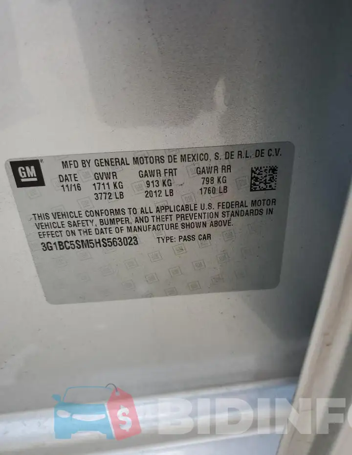 3G1BC5SM5HS563023 Photo# 12