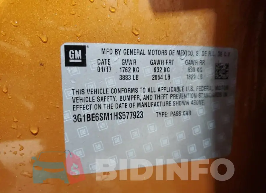 3G1BE6SM1HS577923 Photo# 12