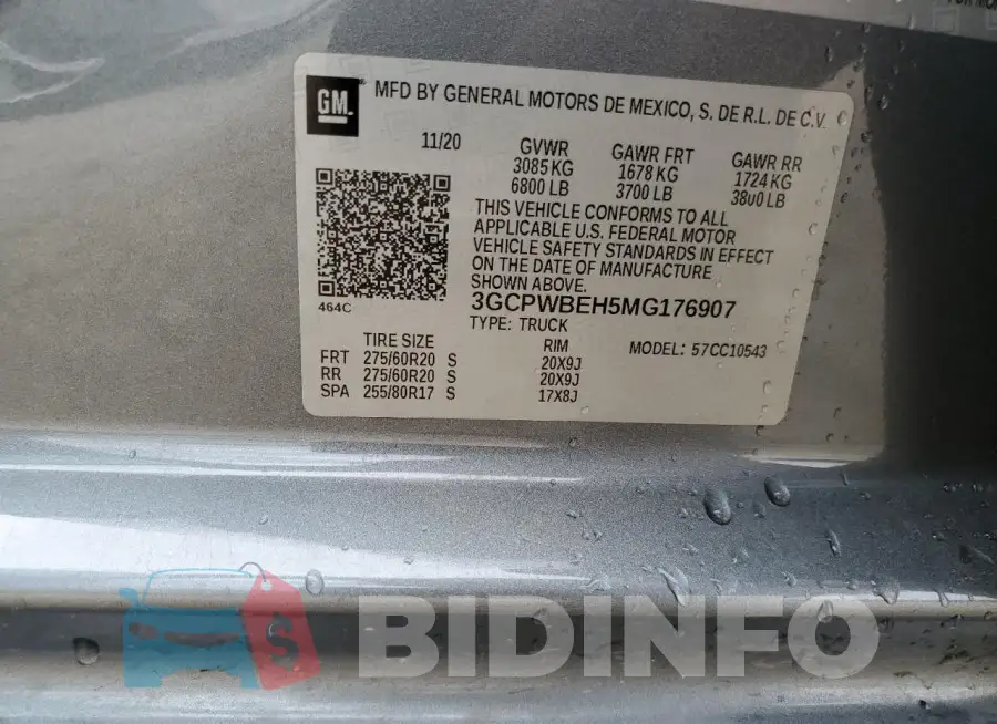3GCPWBEH5MG176907 Photo# 12