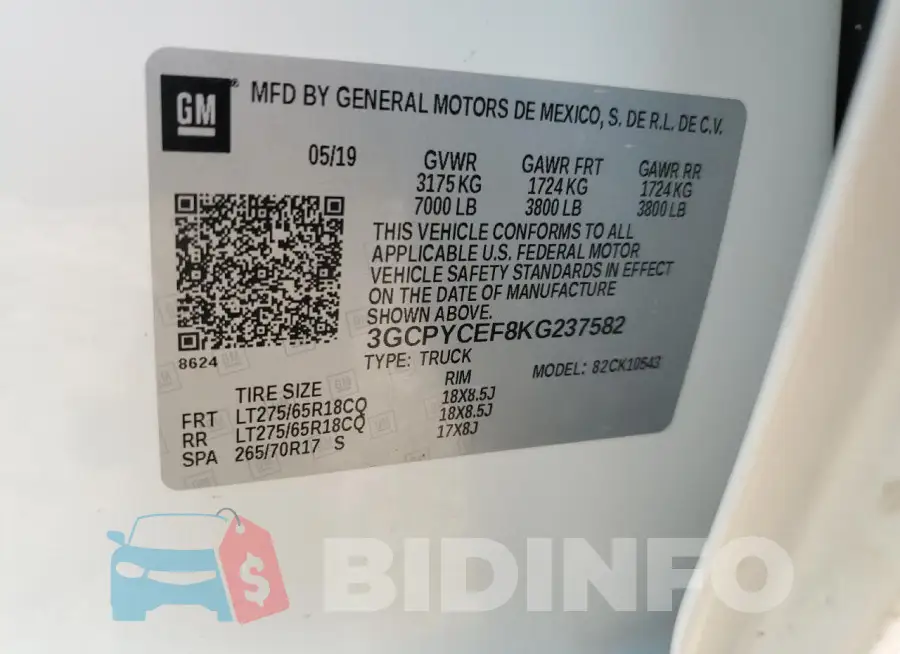 3GCPYCEF8KG237582 Photo# 12