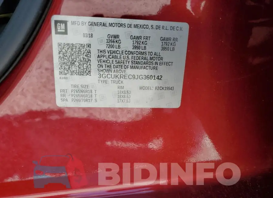3GCUKREC9JG360142 Photo# 13