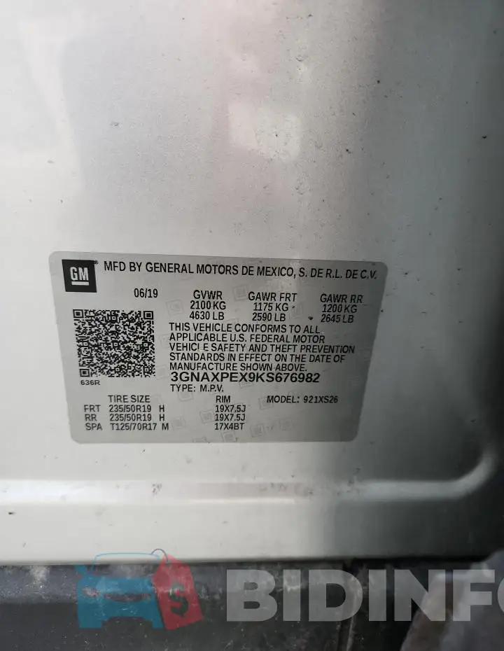 3GNAXPEX9KS676982 Photo# 14