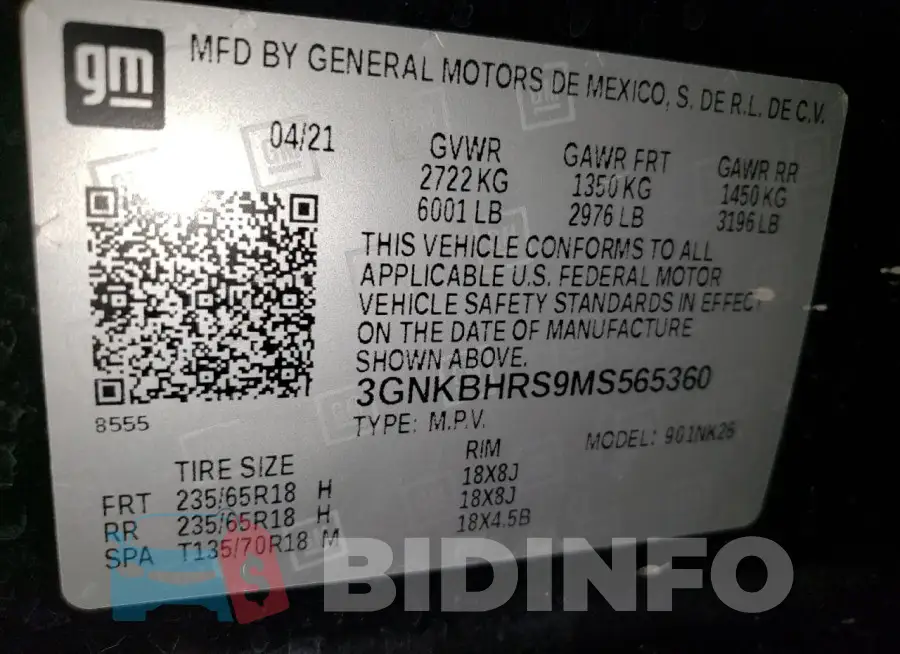 3GNKBHRS9MS565360 Photo# 13