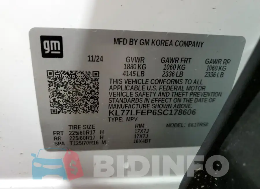 KL77LFEP6SC178606 Photo# 14
