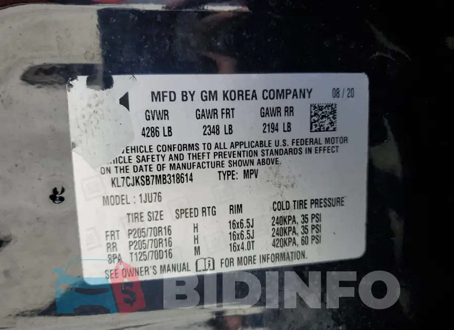 KL7CJKSB7MB318614 Photo# 13