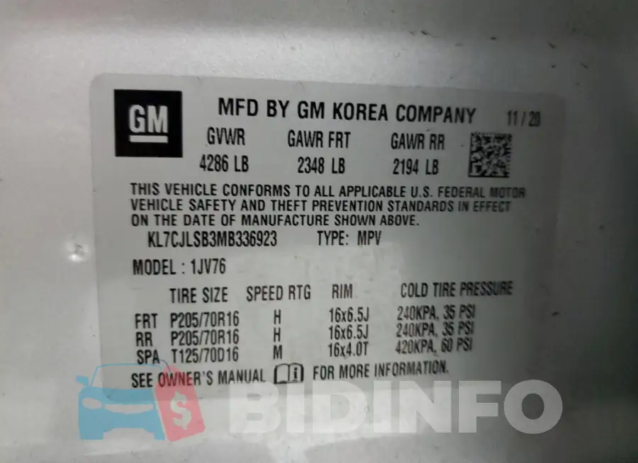KL7CJLSB3MB336923 Photo# 12