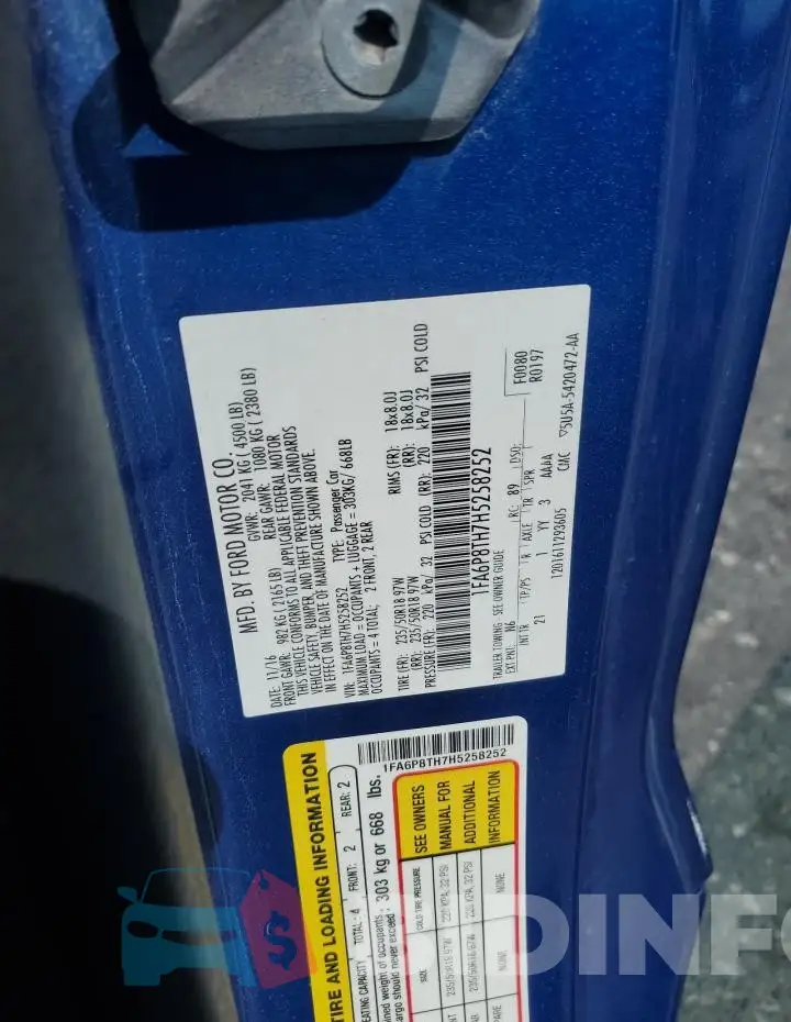 1FA6P8TH7H5258252 Photo# 12