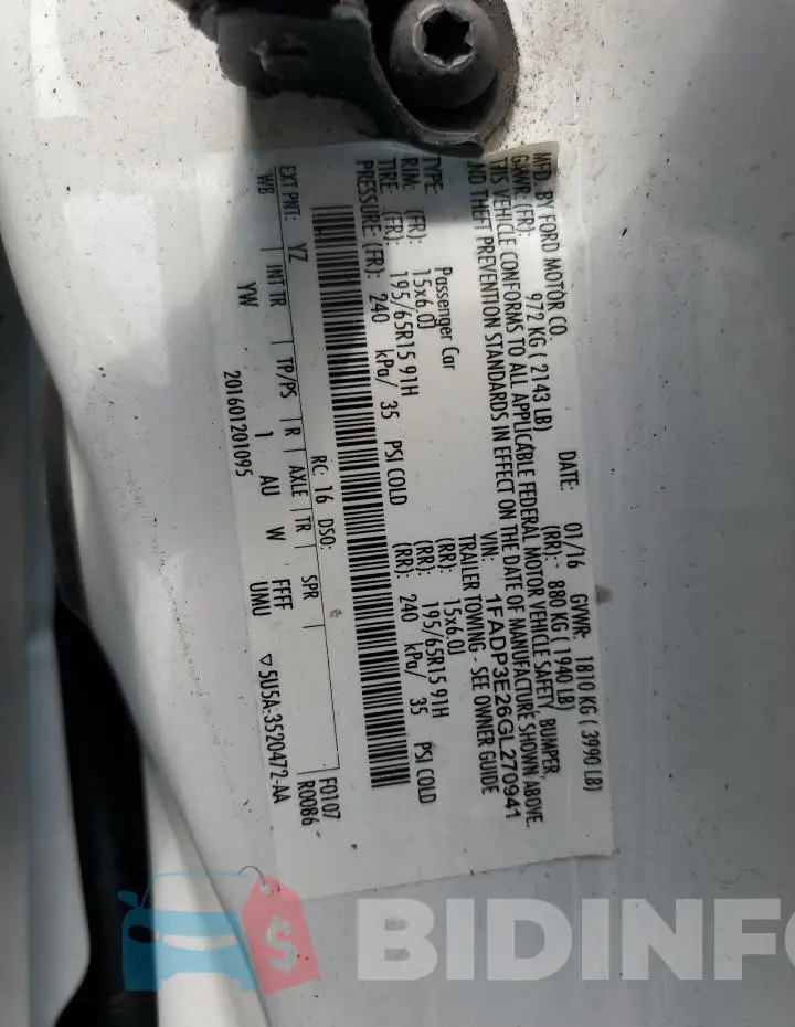 1FADP3E26GL270941 Photo# 13