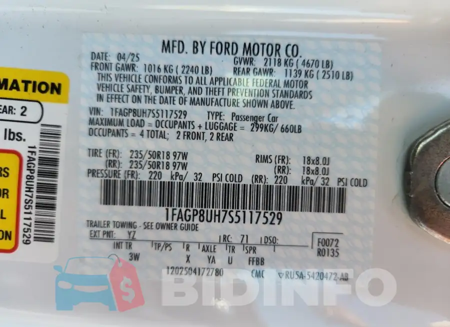 1FAGP8UH7S5117529 Photo# 13