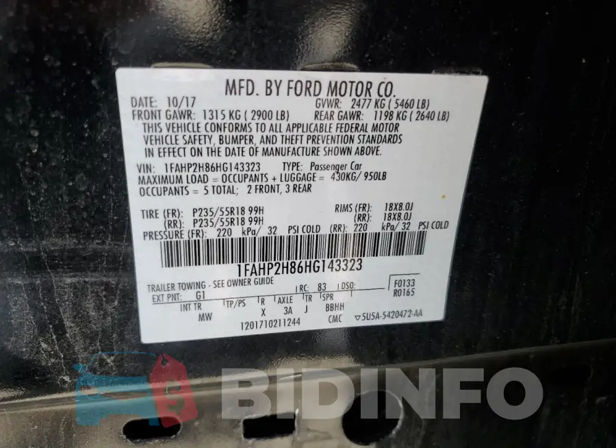 1FAHP2H86HG143323 Photo# 13