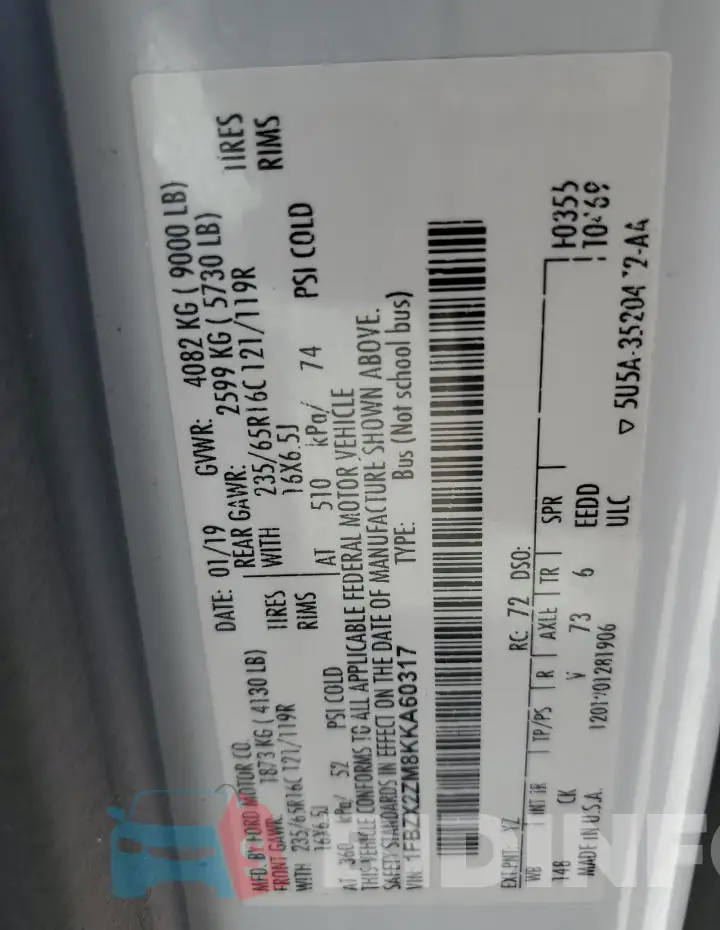 1FBZX2ZM8KKA60317 Photo# 14