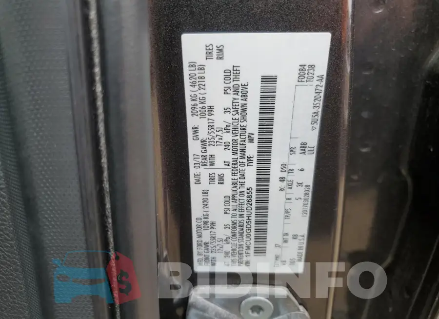 1FMCU0GD5HUD26855 Photo# 12