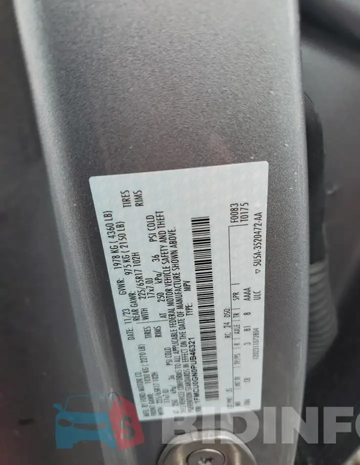 1FMCU0GN0PUB46321 Photo# 14