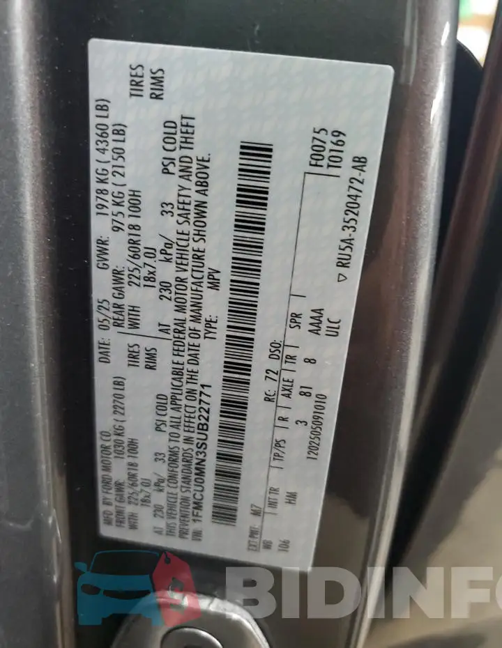 1FMCU0MN3SUB22771 Photo# 13
