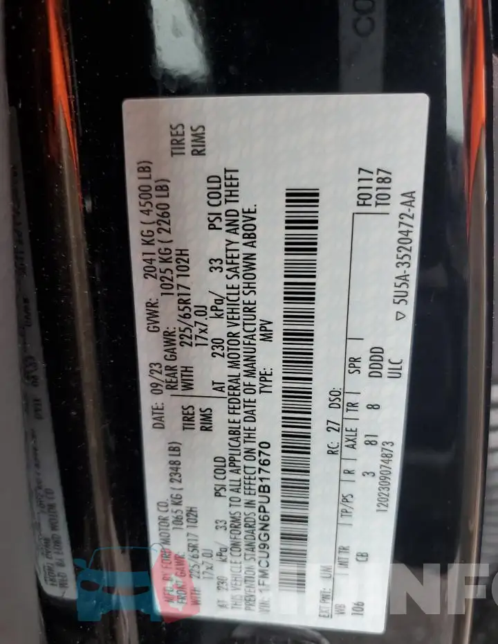 1FMCU9GN6PUB17670 Photo# 13