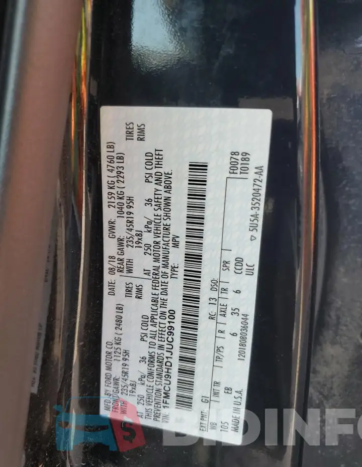 1FMCU9HD1JUC99100 Photo# 14