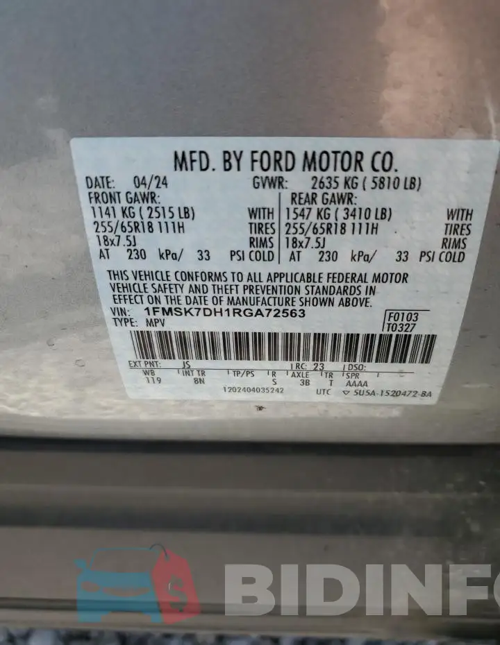 1FMSK7DH1RGA72563 Photo# 13