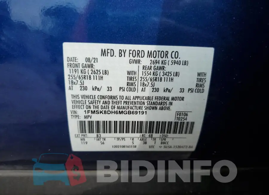 1FMSK8DH6MGB69191 Photo# 13