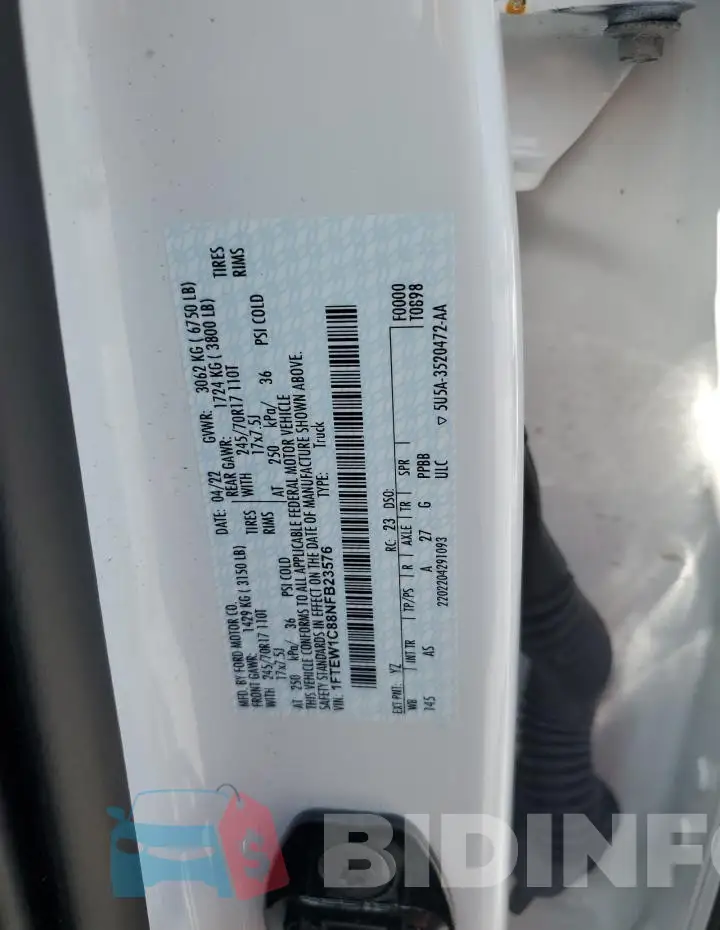 1FTEW1C88NFB23576 Photo# 12