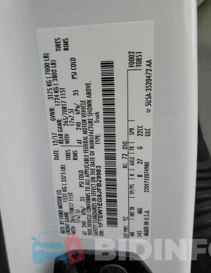 1FTEW1EG9JFB29983 Photo# 12