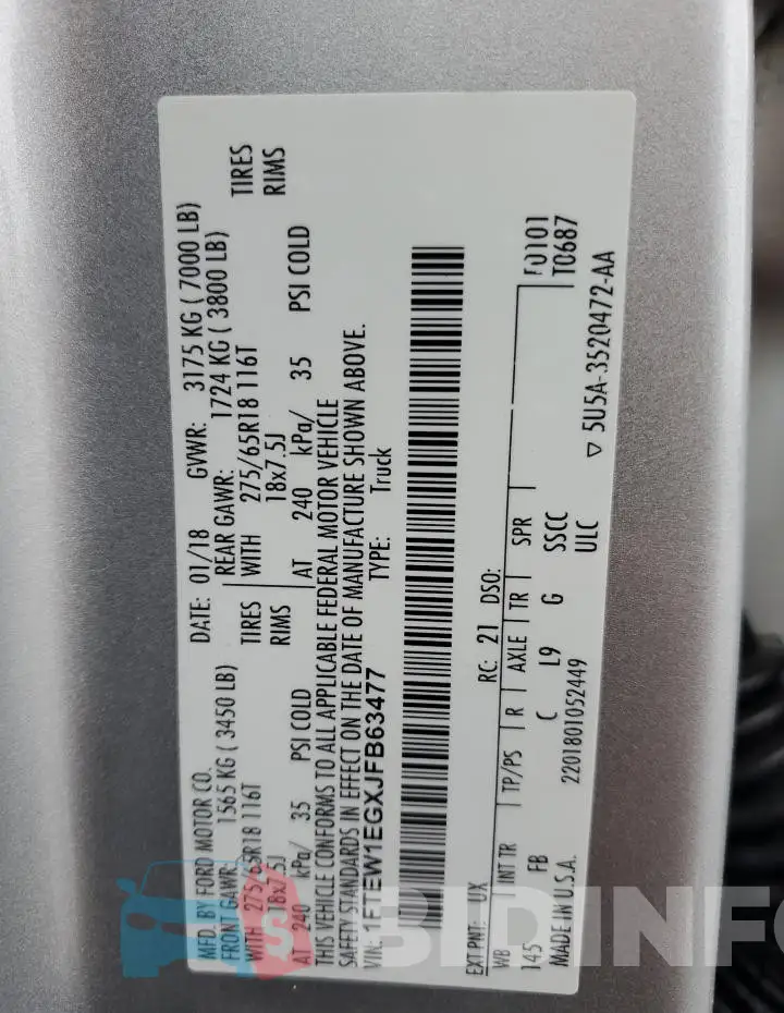 1FTEW1EGXJFB63477 Photo# 12
