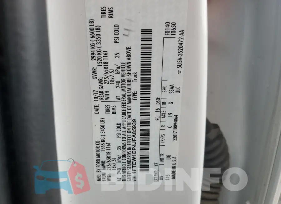 1FTEW1EP4JFA85939 Photo# 12