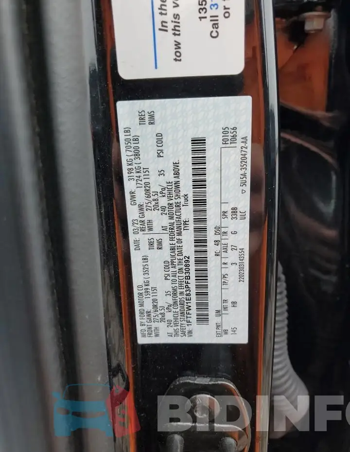 1FTFW1E83PFB30892 Photo# 12