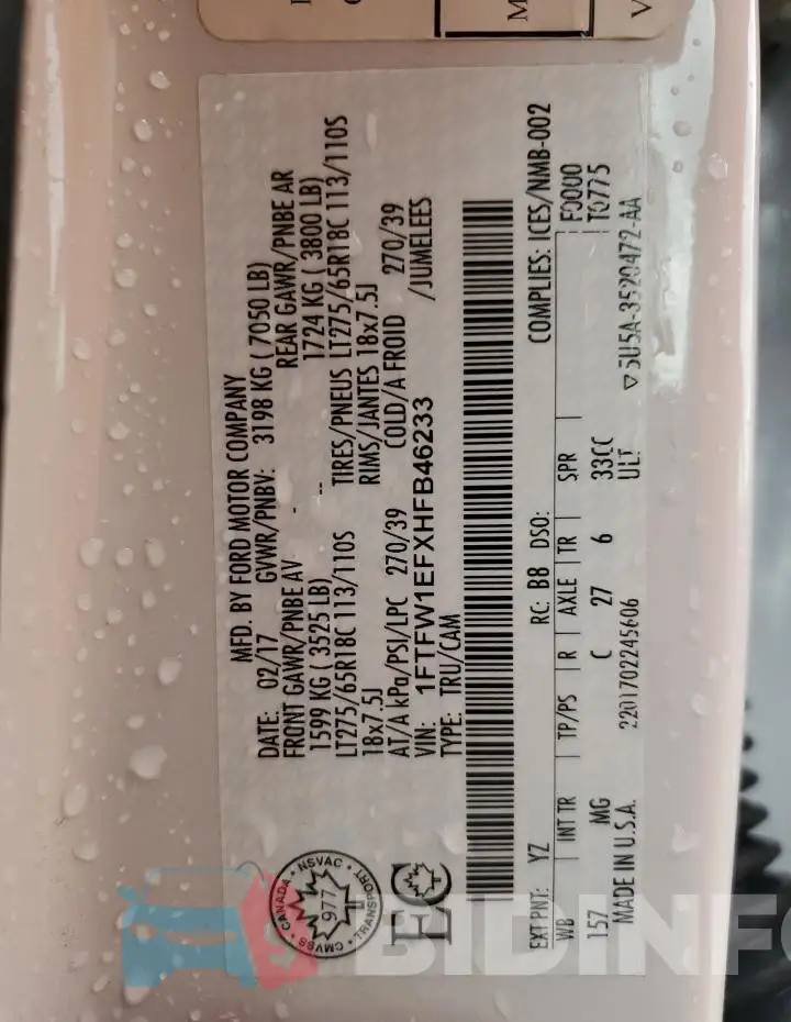 1FTFW1EFXHFB46233 Photo# 13