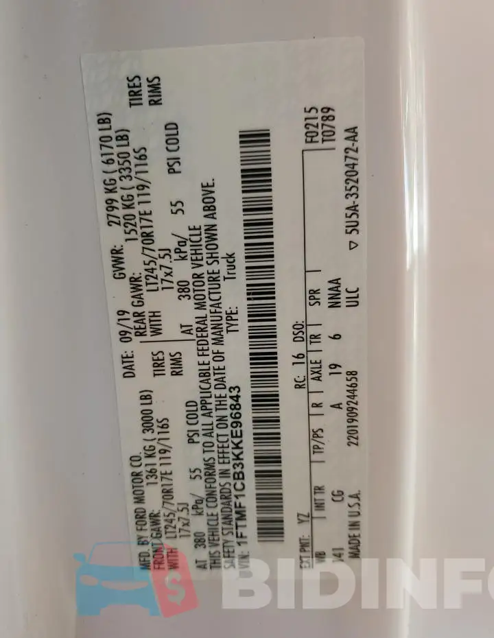 1FTMF1CB3KKE96843 Photo# 12