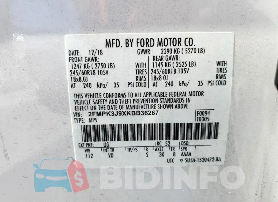 2FMPK3J9XKBB36267 Photo# 14