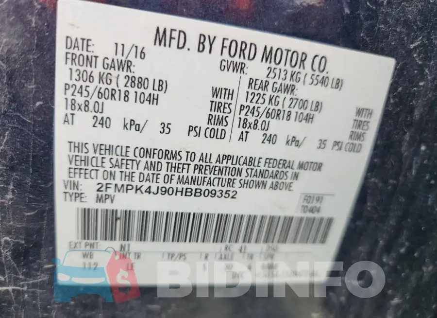 2FMPK4J90HBB09352 Photo# 12
