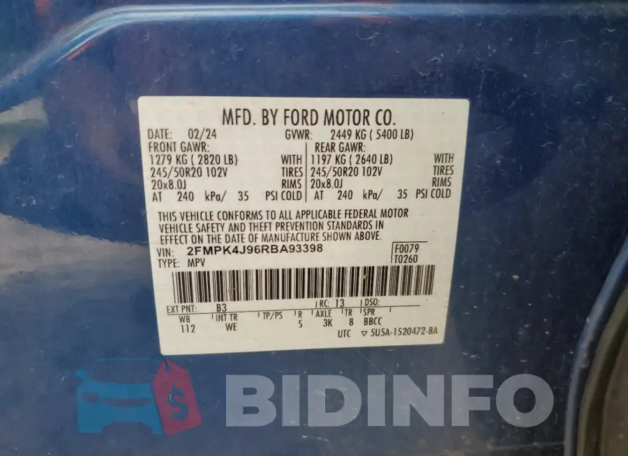 2FMPK4J96RBA93398 Photo# 14