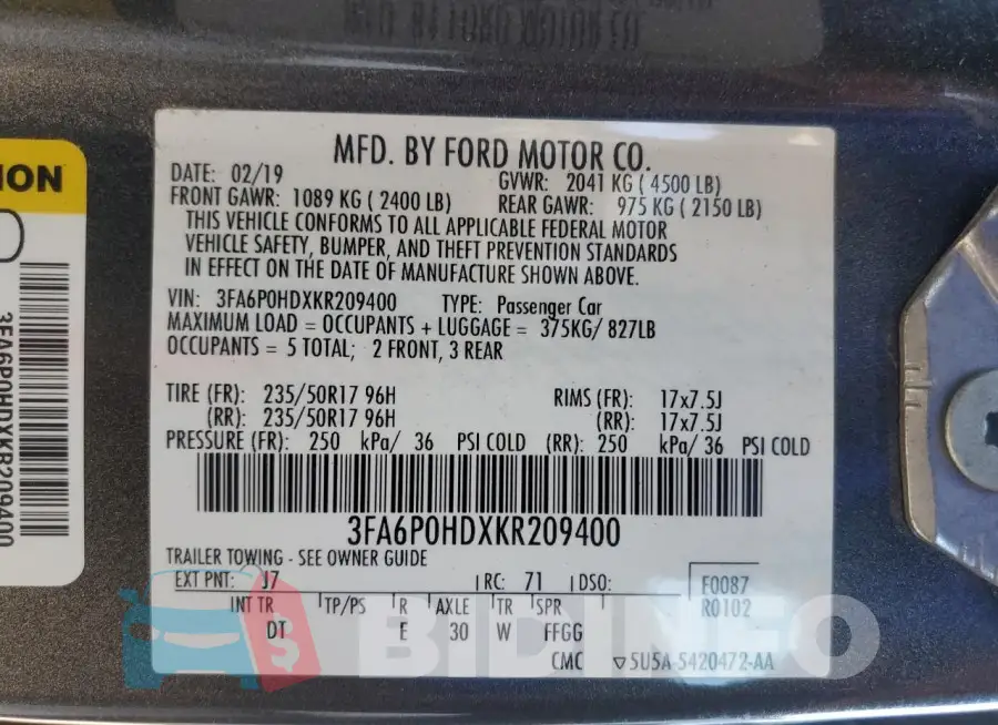 3FA6P0HDXKR209400 Photo# 12