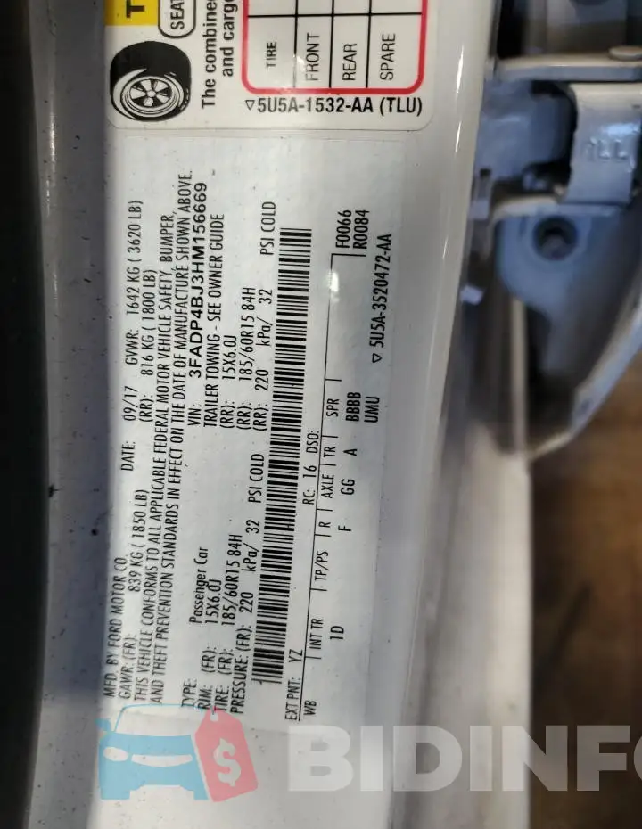 3FADP4BJ3HM156669 Photo# 12