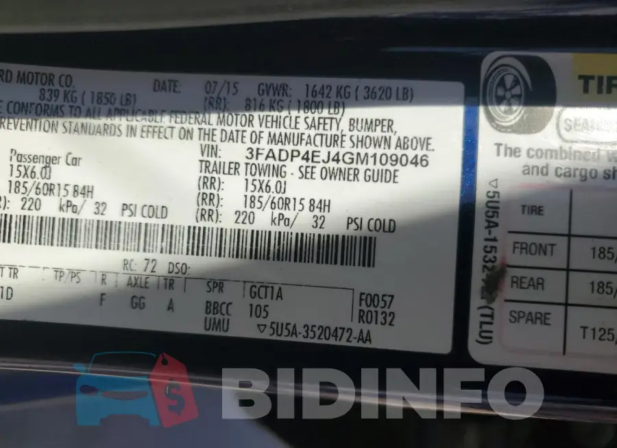 3FADP4EJ4GM109046 Photo# 10