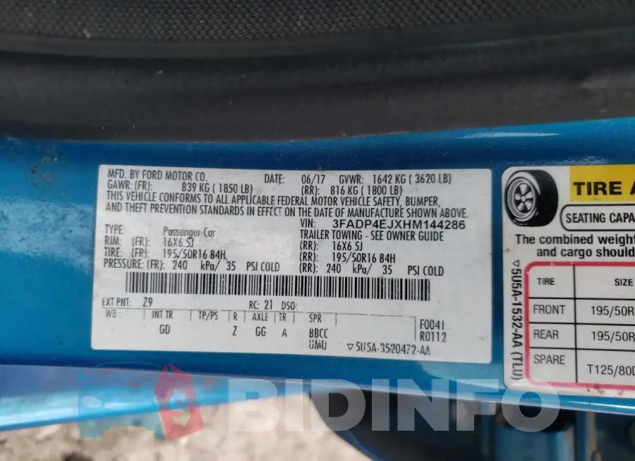 3FADP4EJXHM144286 Photo# 12