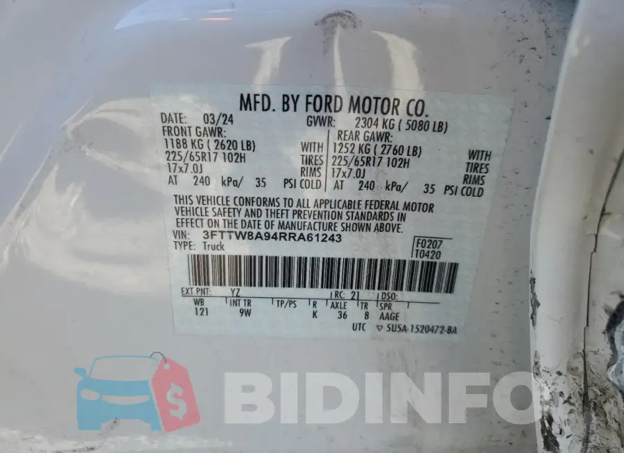 3FTTW8A94RRA61243 Photo# 12