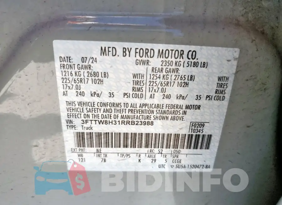 3FTTW8H31RRB23988 Photo# 12
