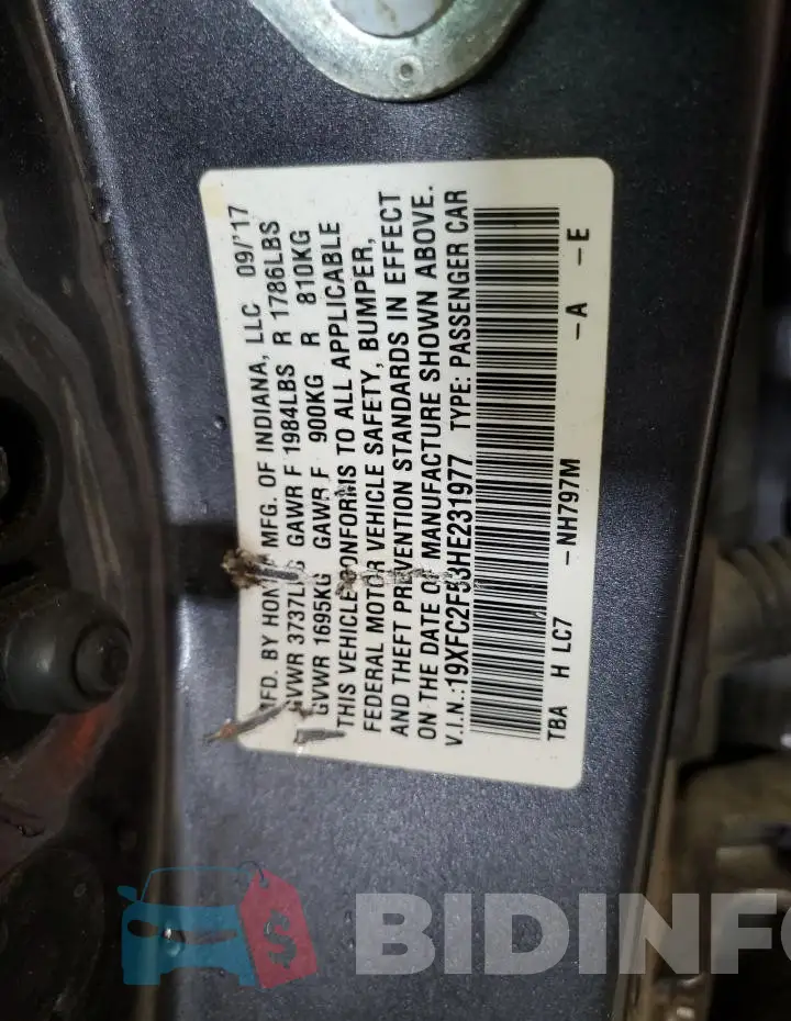 19XFC2F53HE231977 Photo# 12