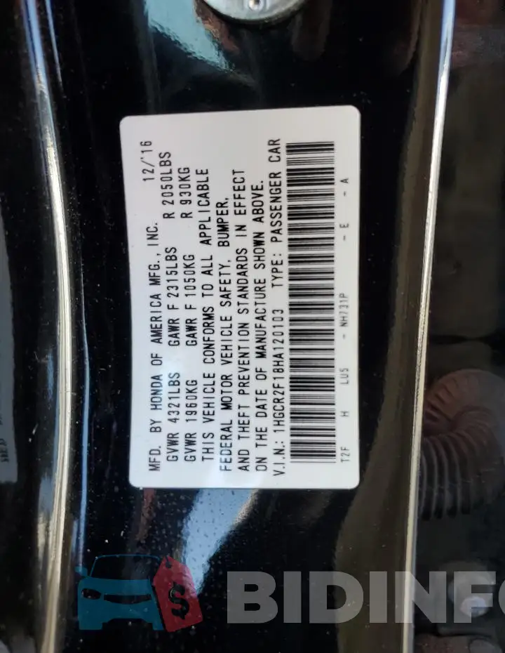 1HGCR2F18HA120103 Photo# 12