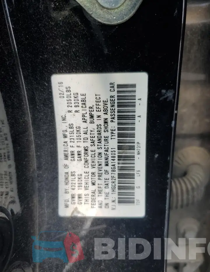 1HGCR2F78GA148051 Photo# 12